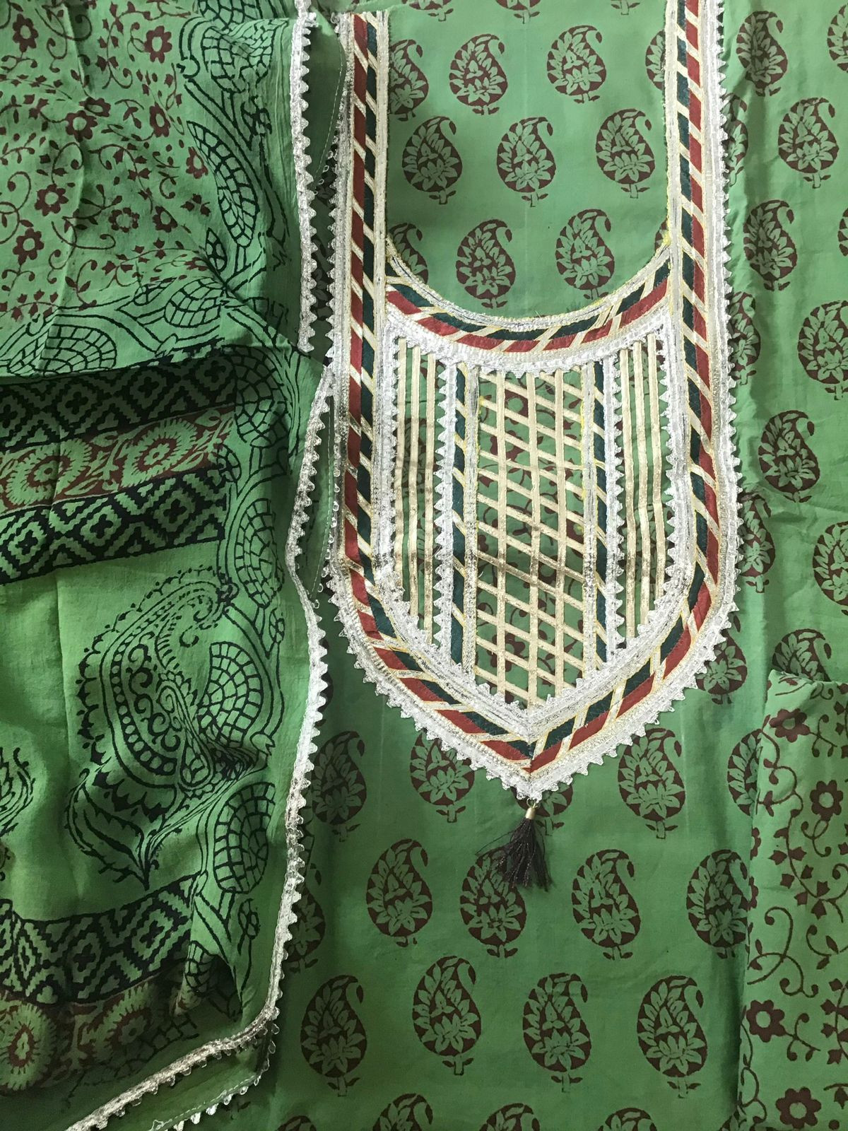 Pure Cotton Bagh Printed Embroidered Suit - Green