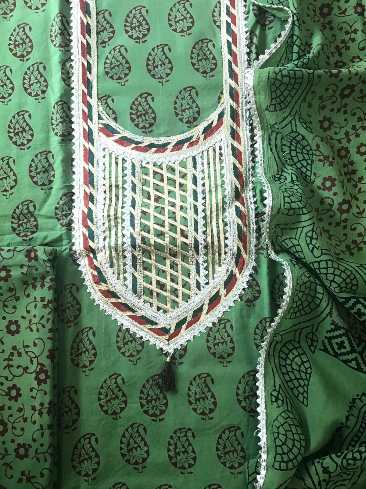 Pure Cotton Bagh Printed Embroidered Suit - Green