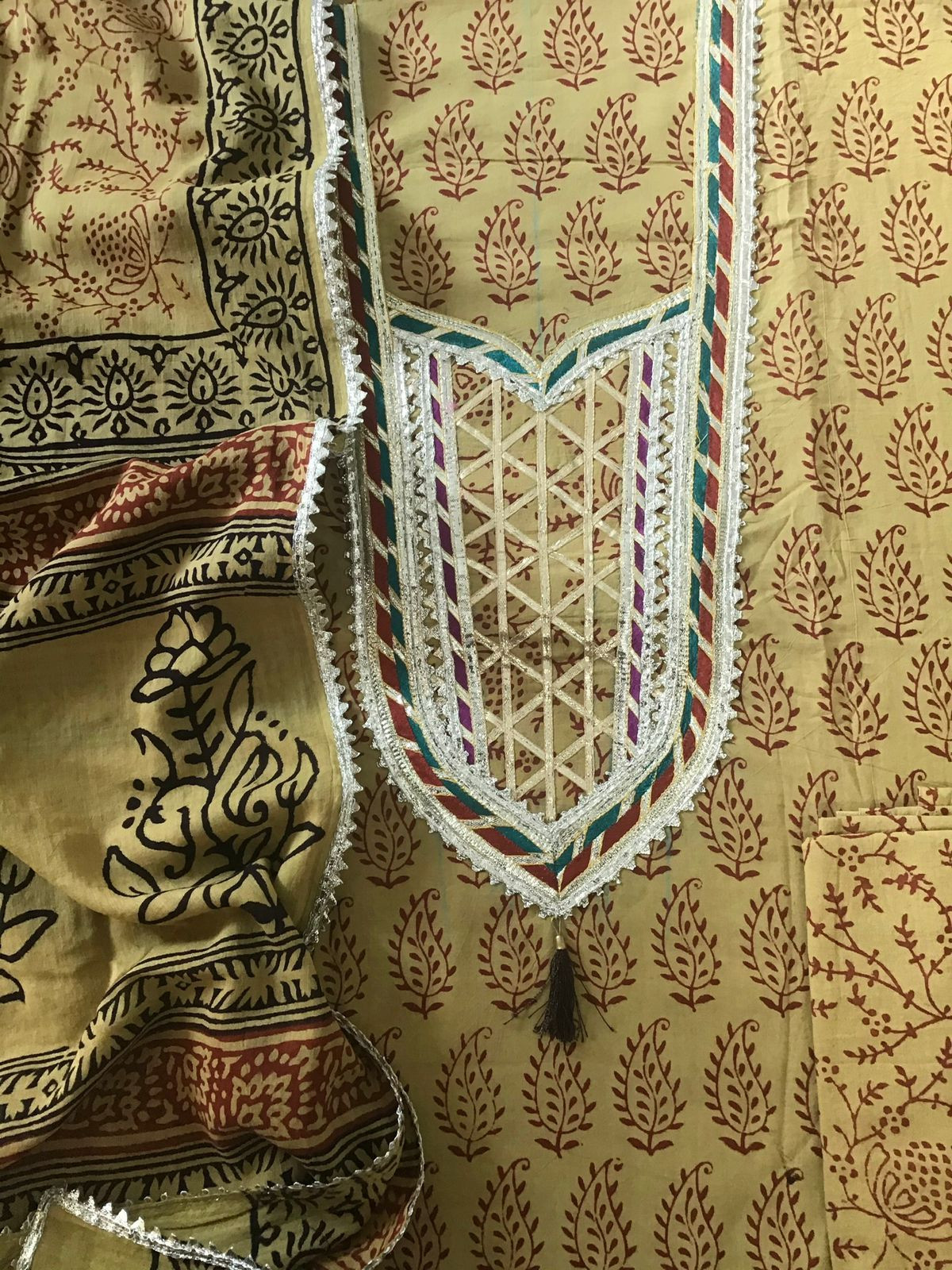 Pure Cotton Bagh Printed Embroidered Suit - Mustard Yellow