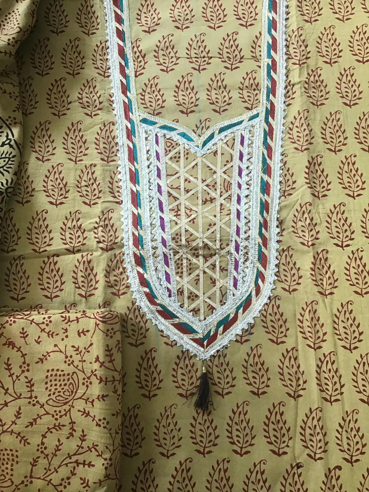 Pure Cotton Bagh Printed Embroidered Suit - Mustard Yellow