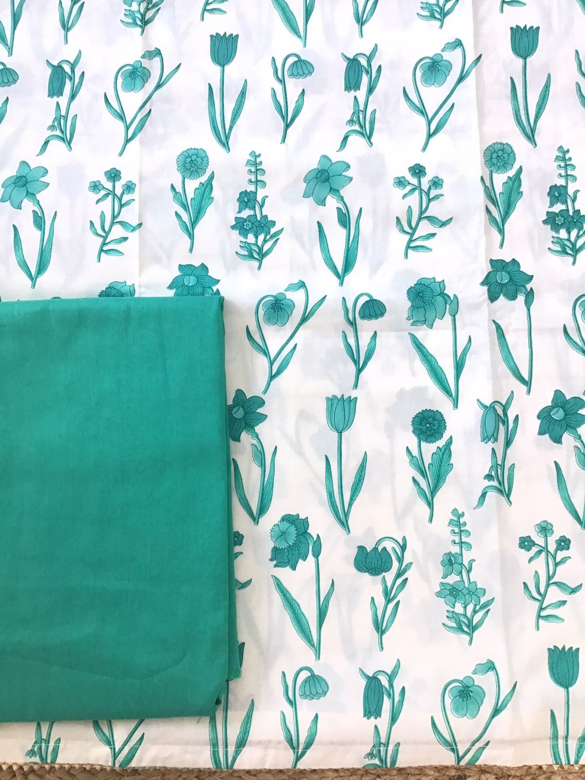 Pure Fine Cotton Printed Suit -White