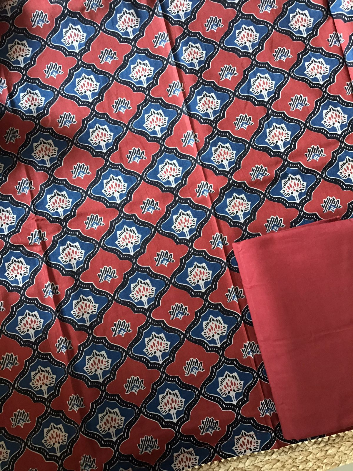 Pure Fine Cotton Printed Suit - Maroon