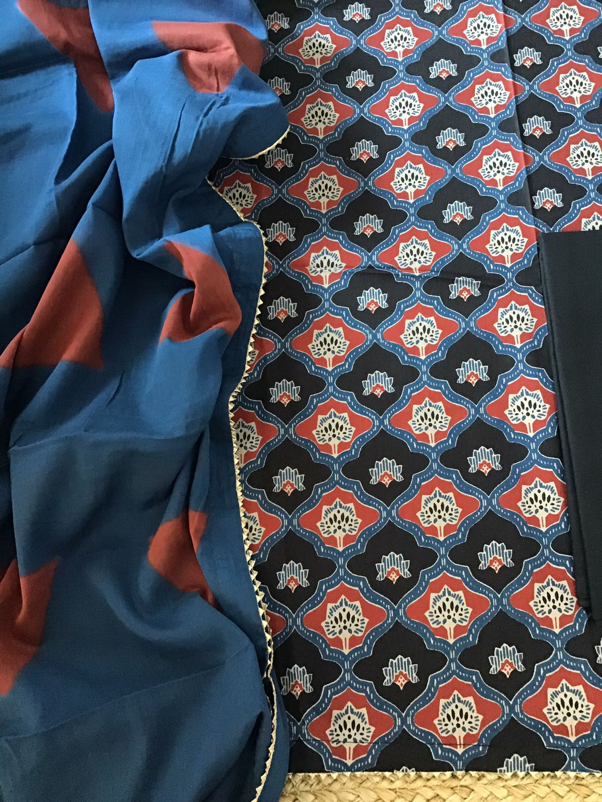 Pure Fine Cotton Printed Suit - Black