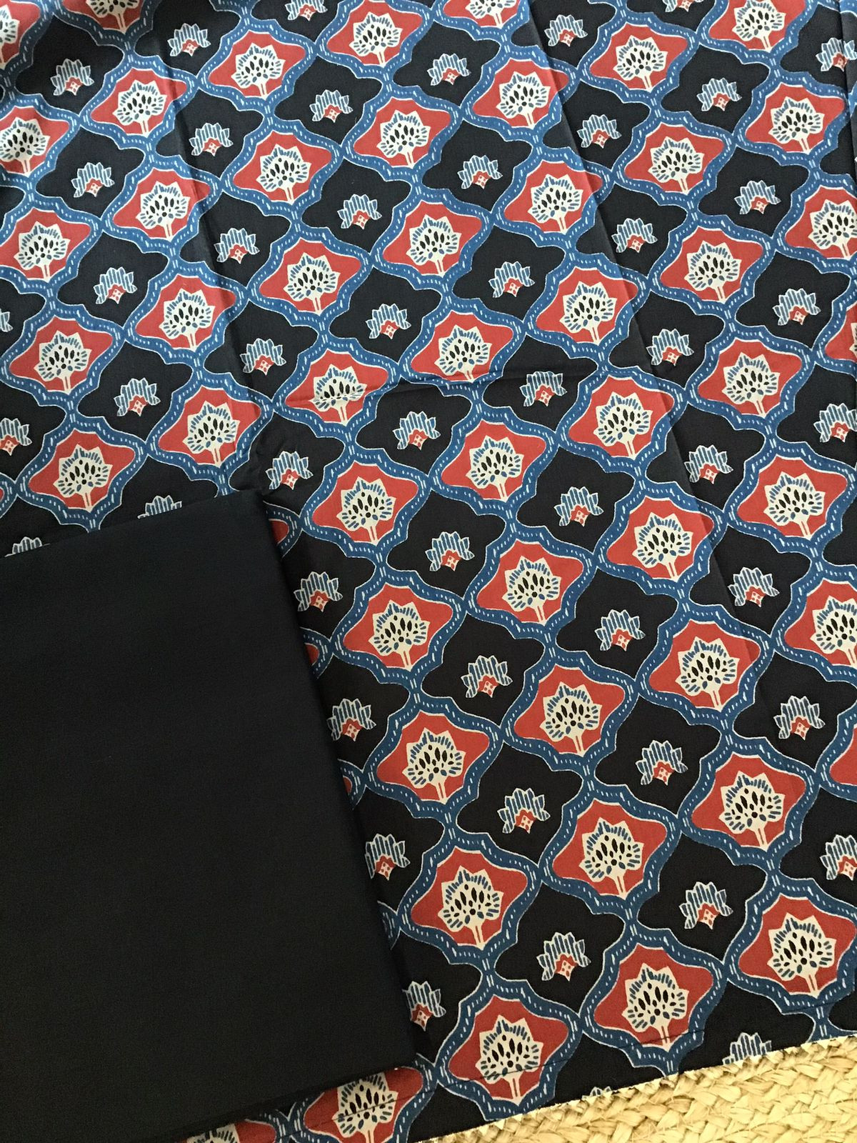 Pure Fine Cotton Printed Suit - Black