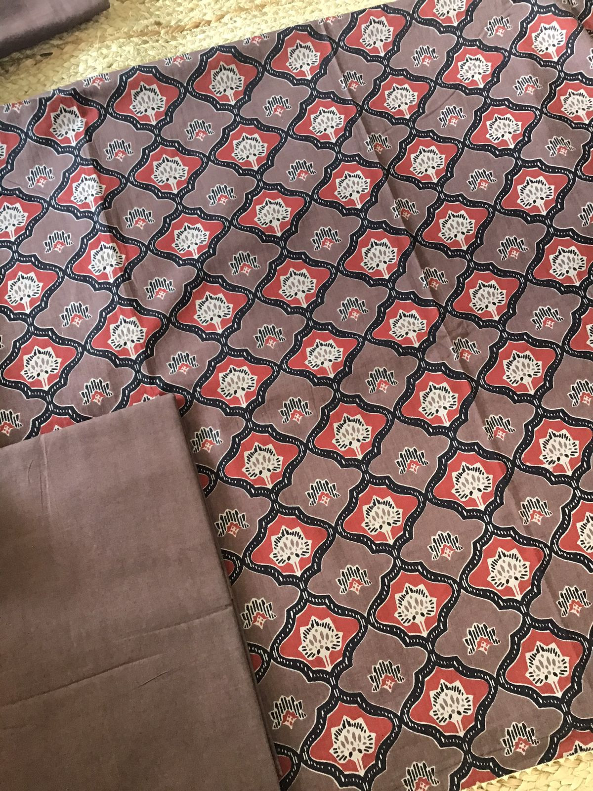 Pure Fine Cotton Printed Suit - Brown