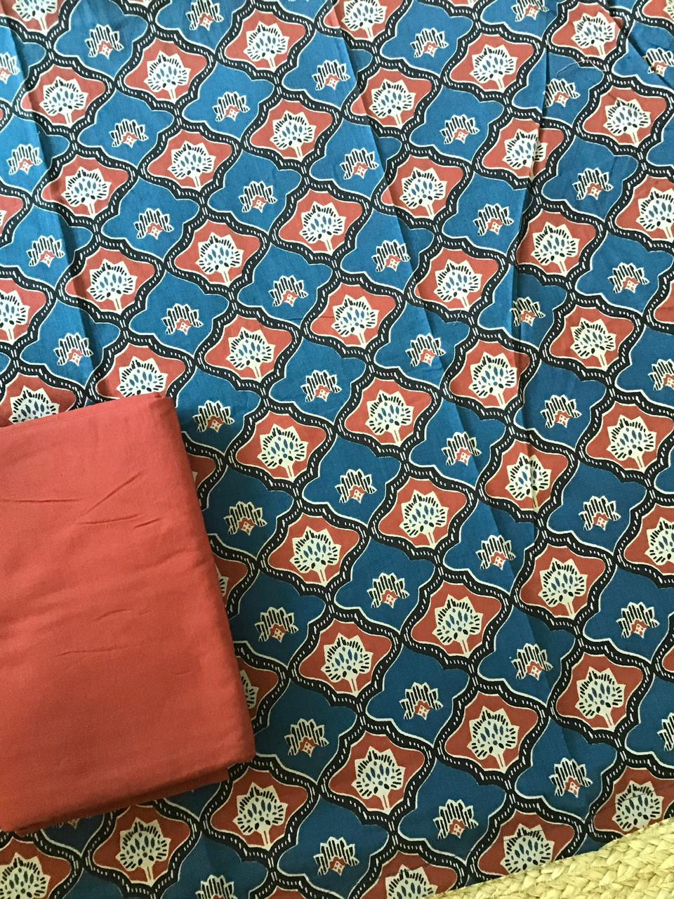 Pure Fine Cotton Printed Suit - Blue