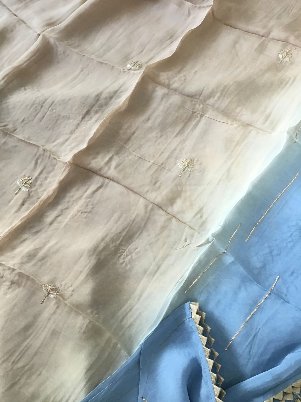 Pure Chanderi Embroidered Suit - Blue