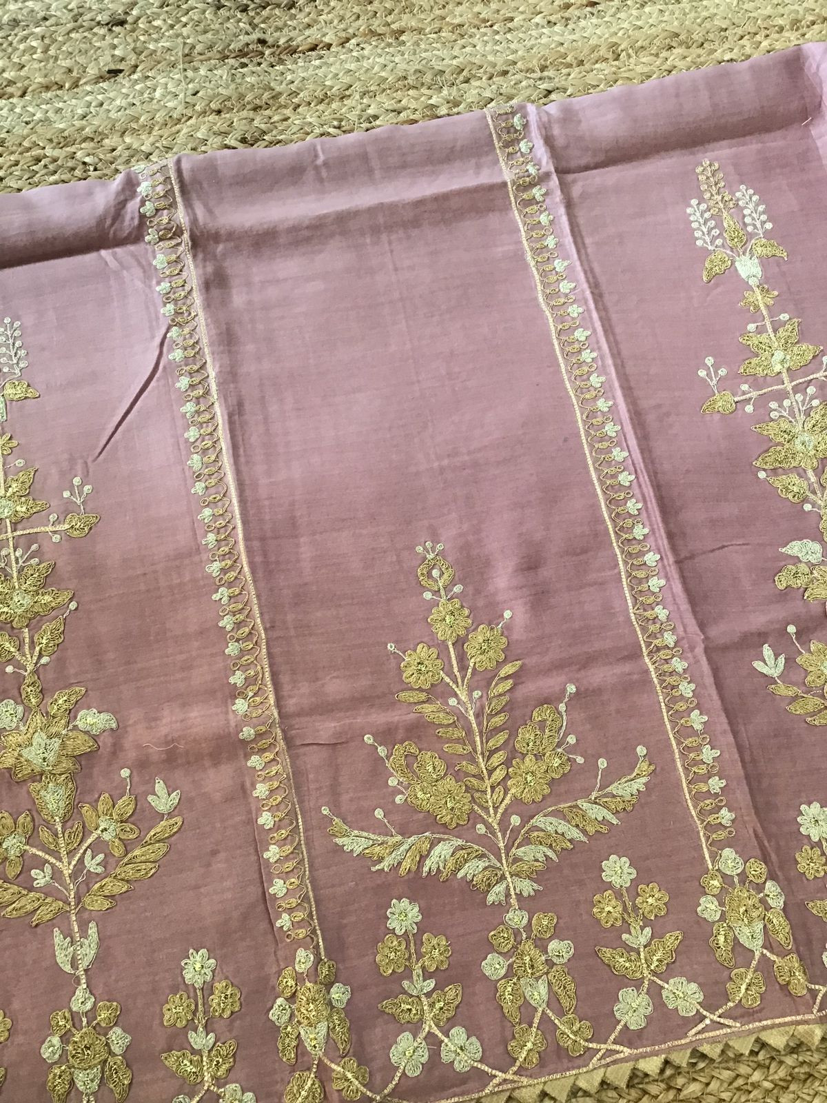 Pure Chanderi Embroidered Suit - Onion Pink