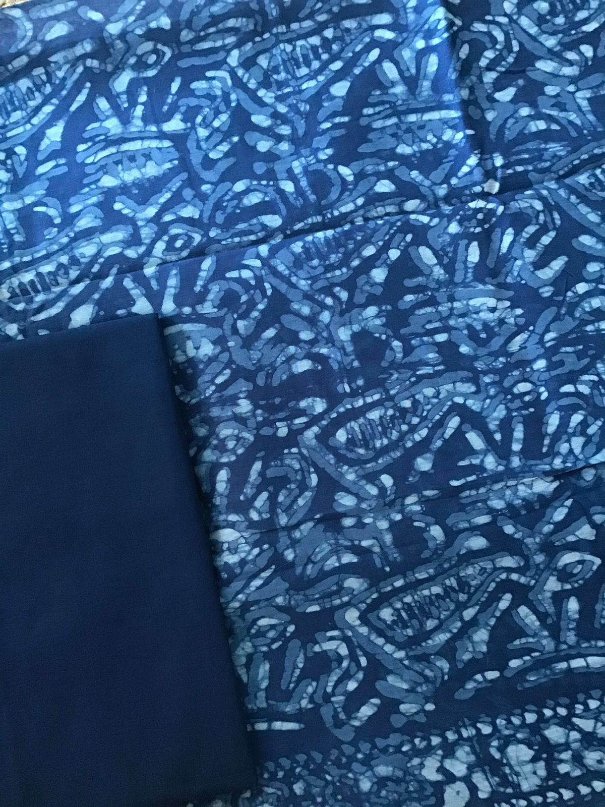 Pure Chanderi Batik Printed Embroidered Suit - Blue