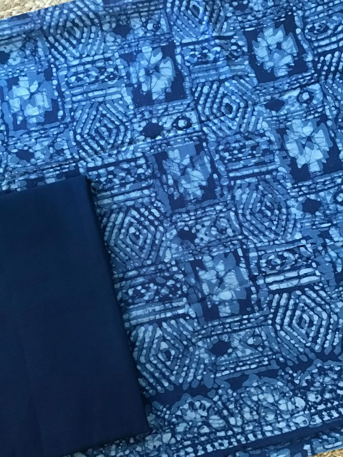 Pure Chanderi Batik Printed Embroidered Suit - Blue