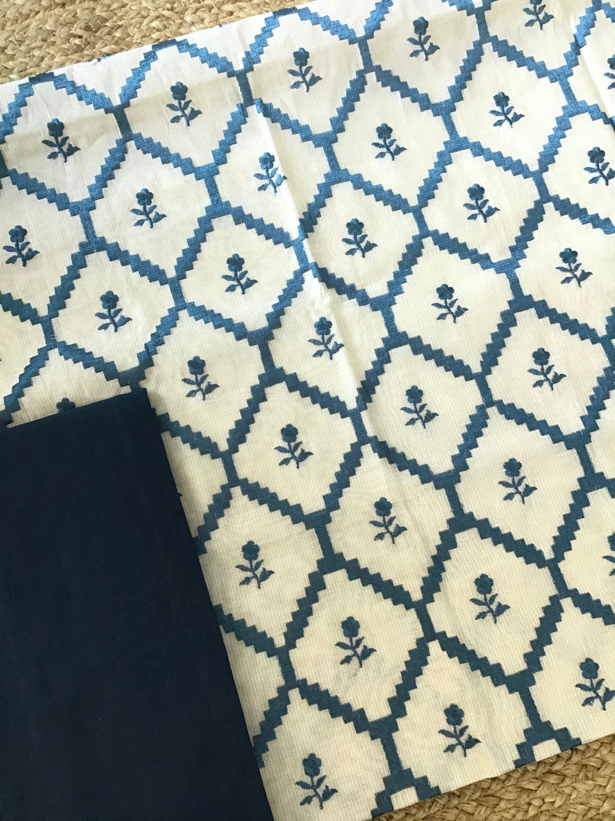 Pure Maheshwari Embroidered Suit - Offwhite