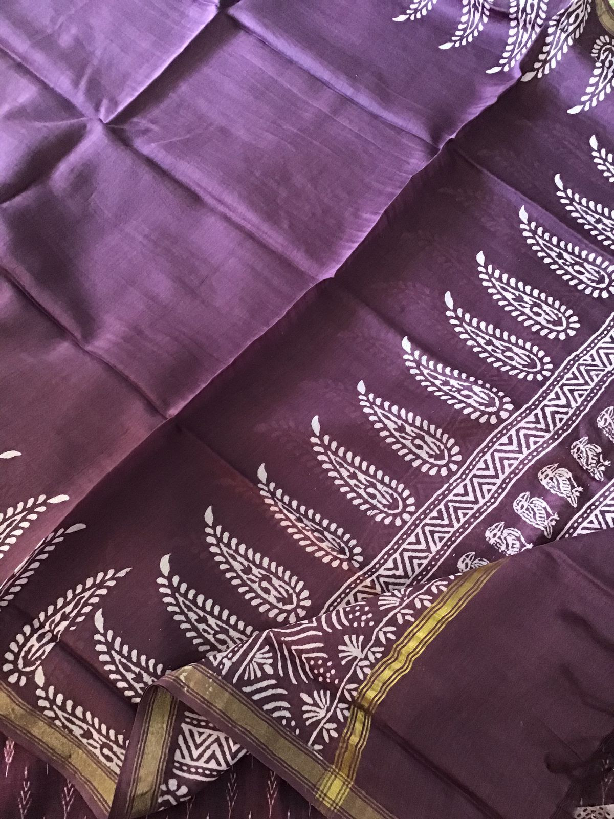 Soft Kora Chanderi Printed Embroidered Suit - Wine