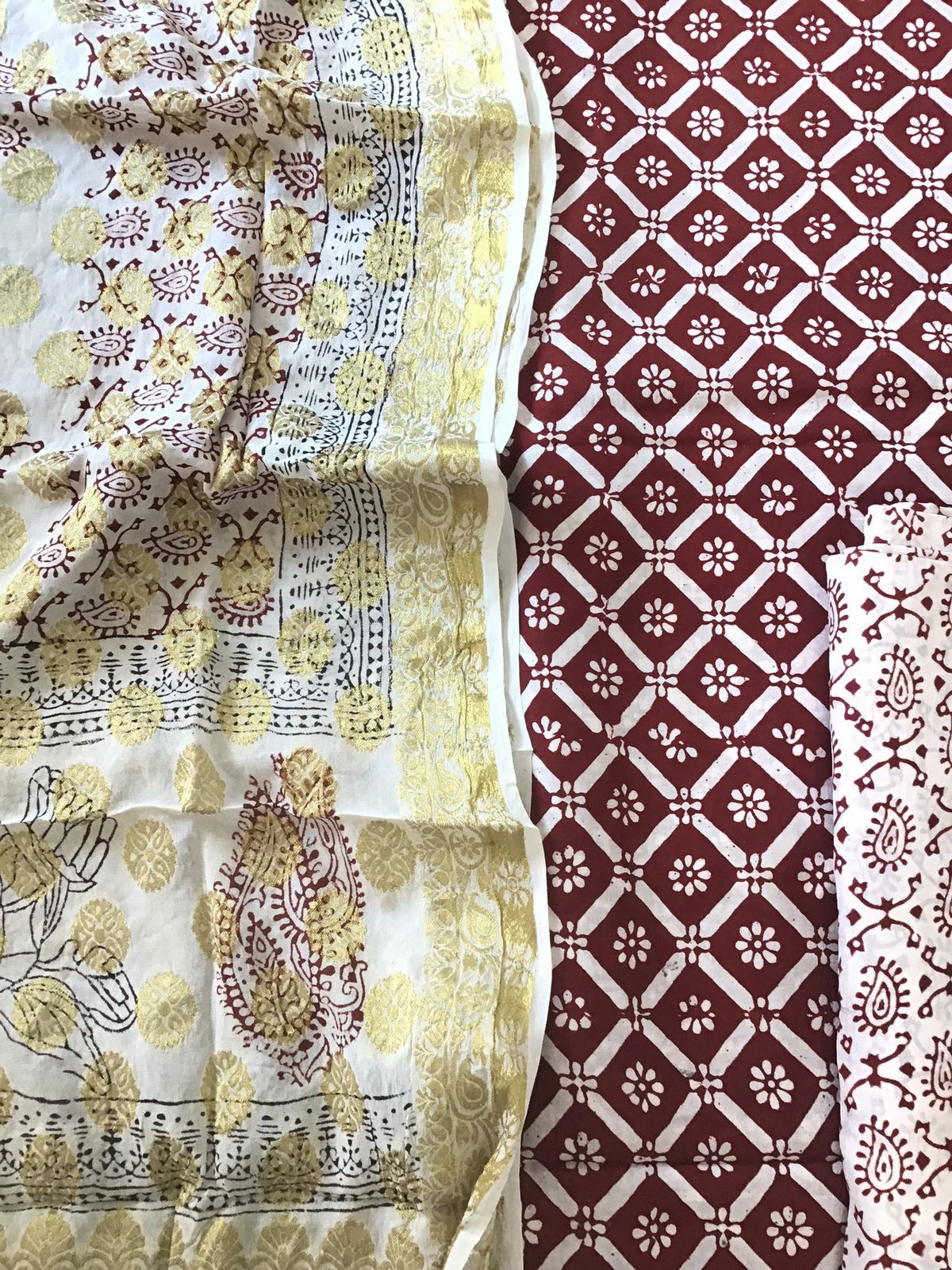 Soft Dola Silk Bagh Printed Banarasi Weaved Suit - Maroon