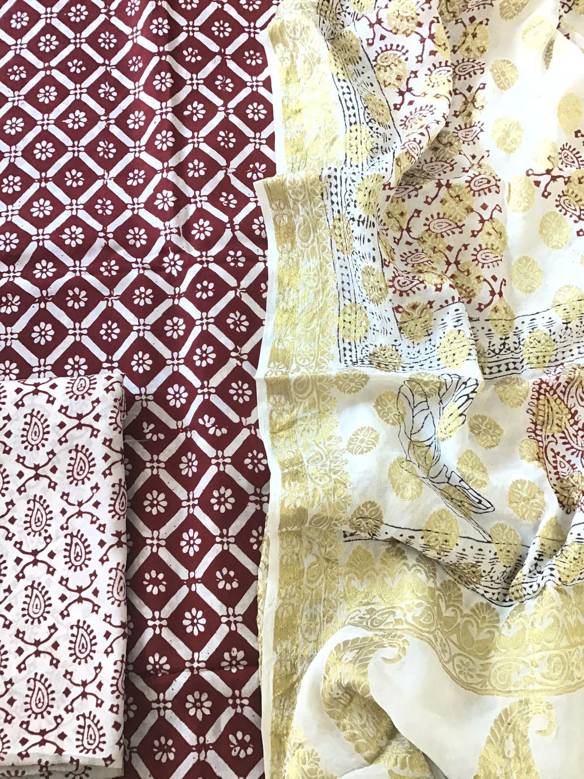 Soft Dola Silk Bagh Printed Banarasi Weaved Suit - Maroon