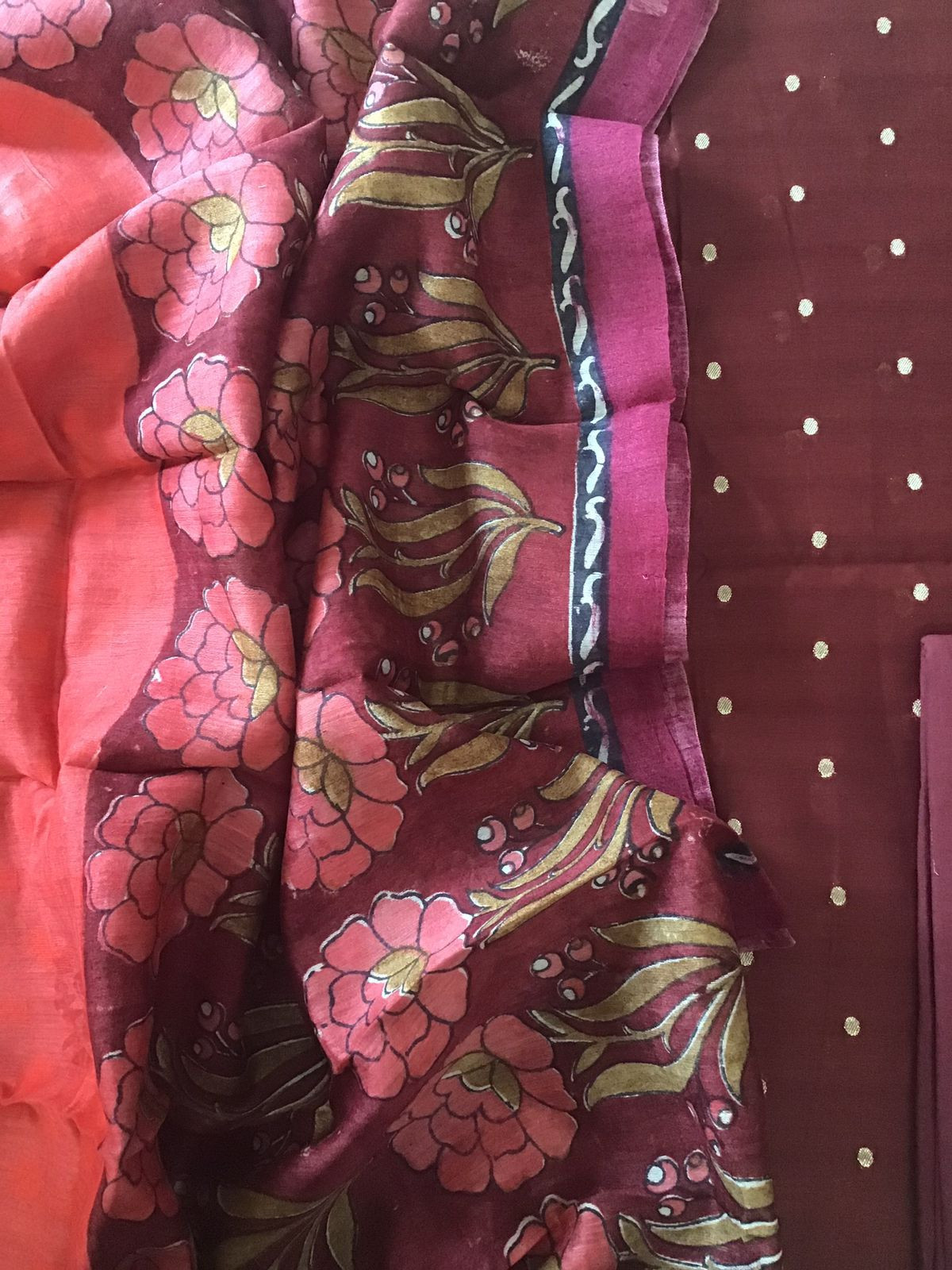 Pure Chanderi Banarasi Weaved Printed Suit - Maroon