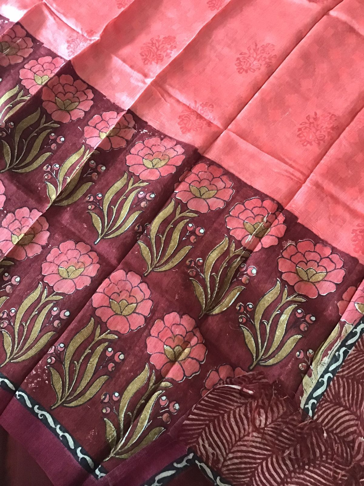 Pure Chanderi Banarasi Weaved Printed Suit - Maroon