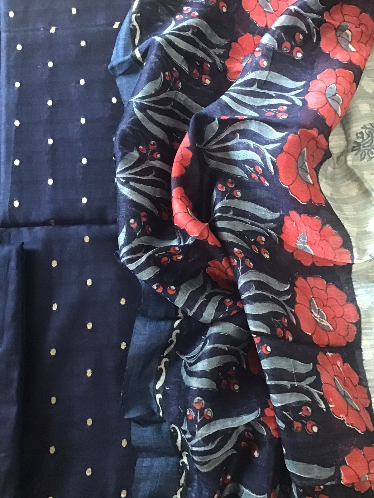 Pure Chanderi Banarasi Weaved Printed Suit - Blue