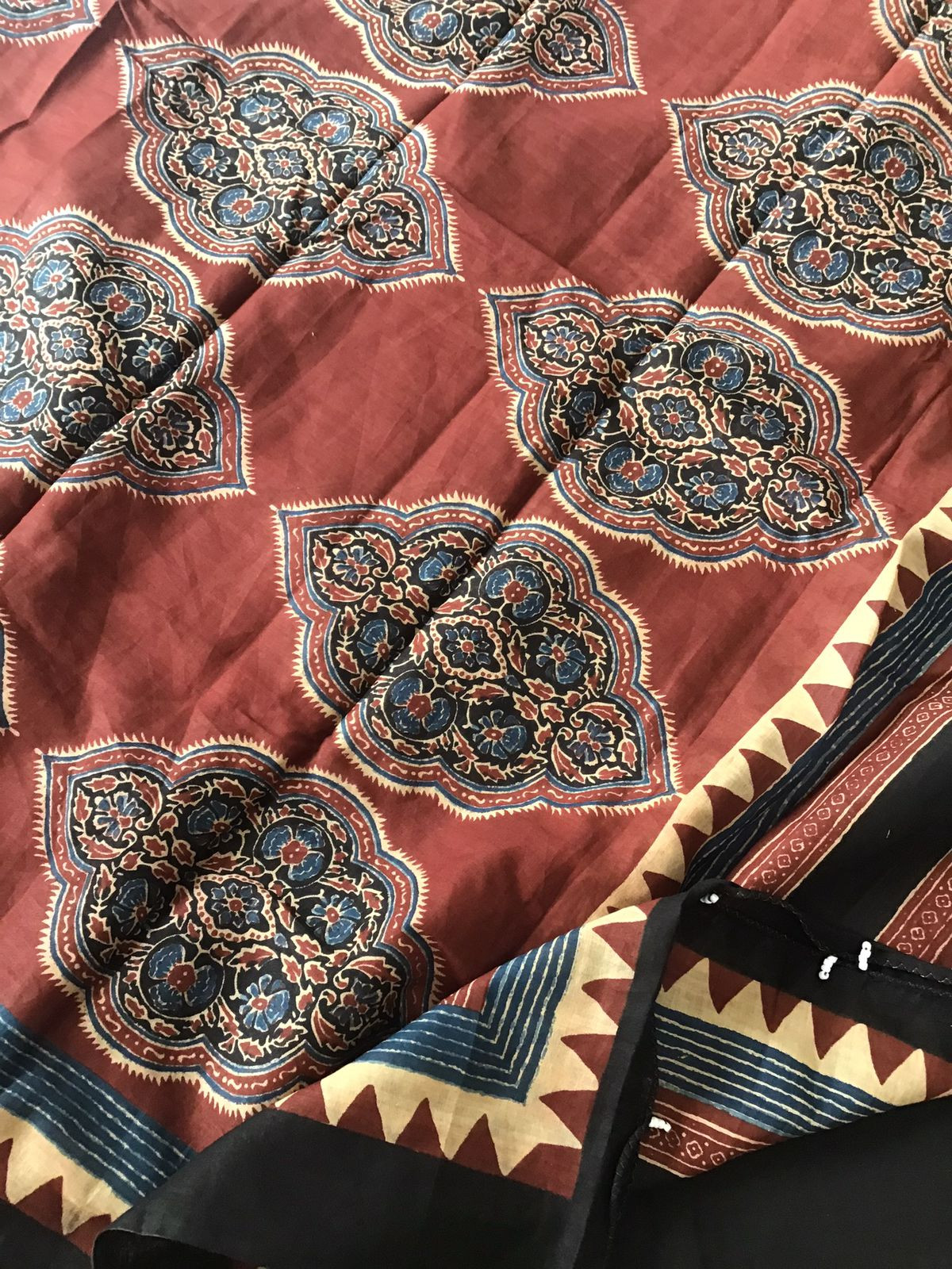 Pure Cotton Printed Embroidered Suit - Black