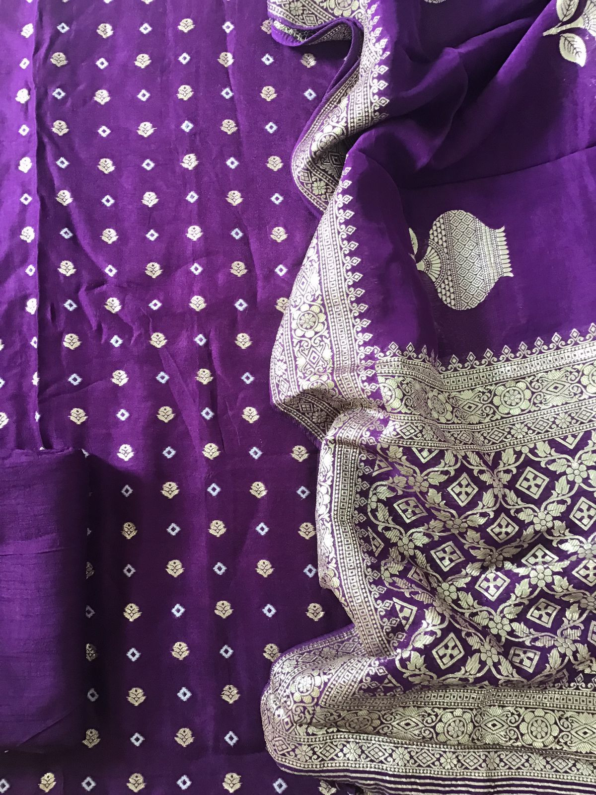Soft Dola Silk Banarasi Weaved Suit - Violet