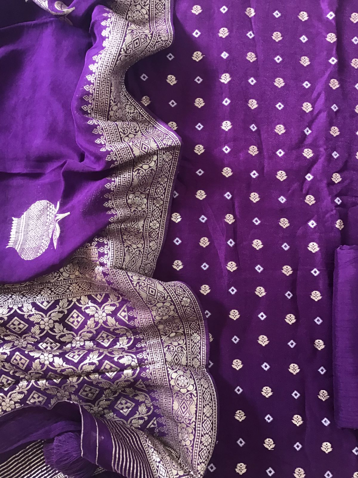 Soft Dola Silk Banarasi Weaved Suit - Violet