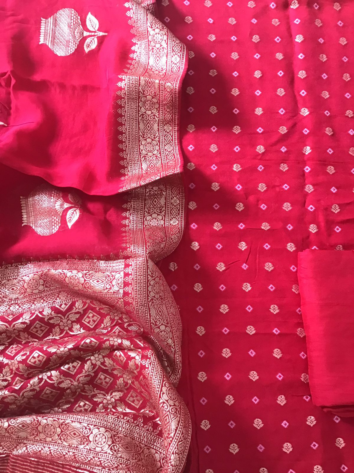 Soft Dola Silk Banarasi Weaved Suit - Pink