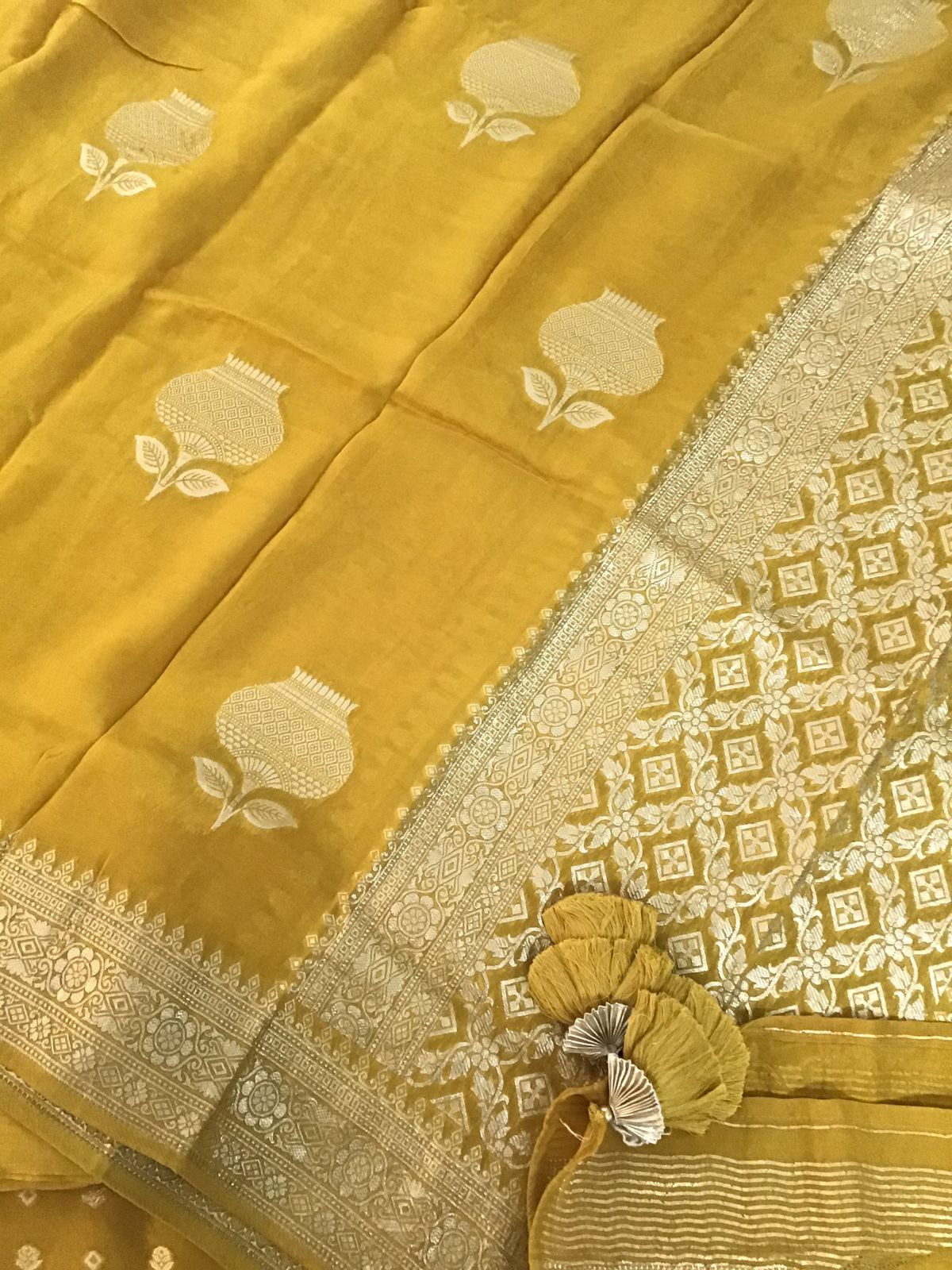 Soft Dola Silk Banarasi Weaved Suit - Yellow