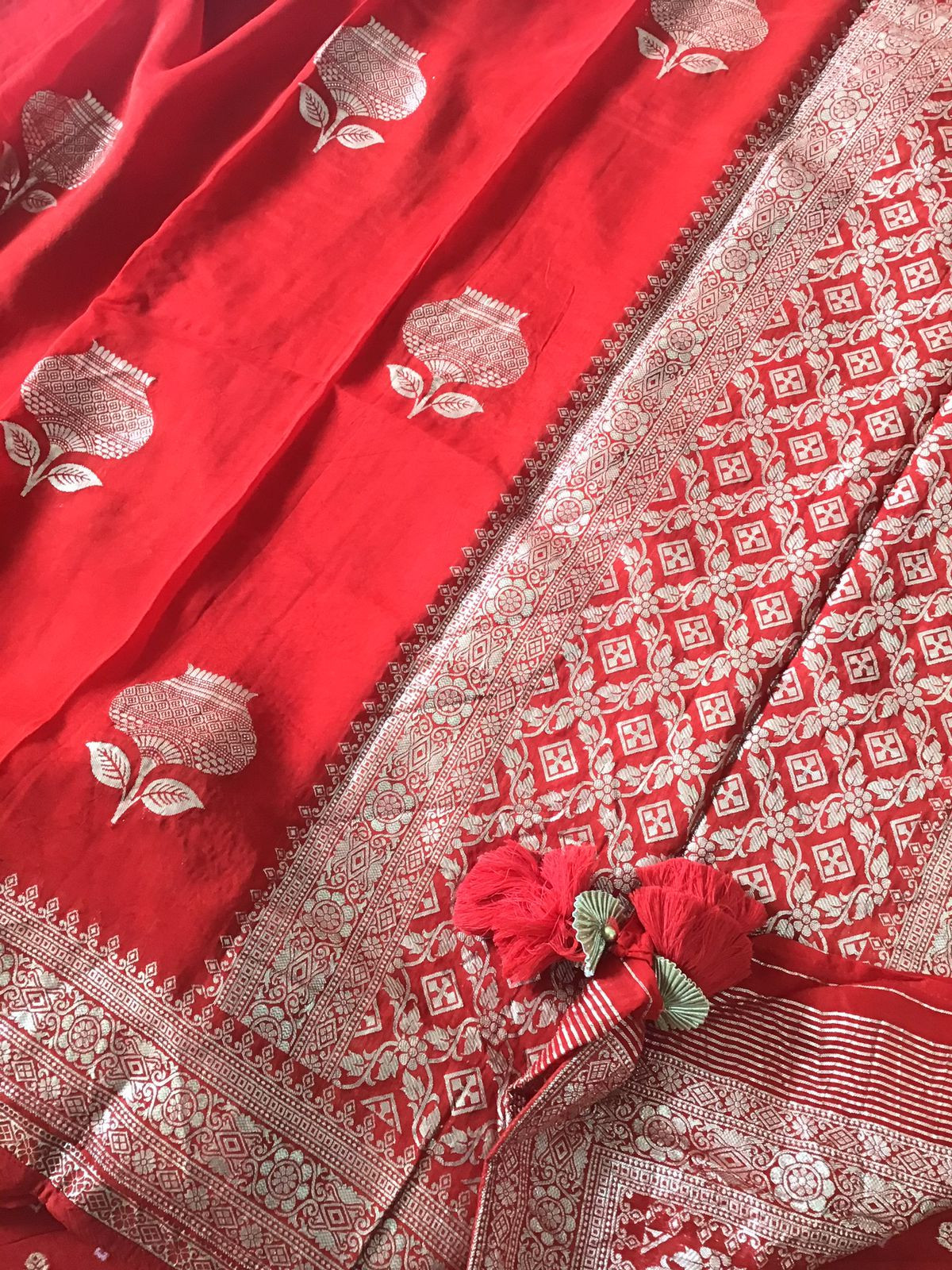 Soft Dola Silk Banarasi Weaved Suit - Red