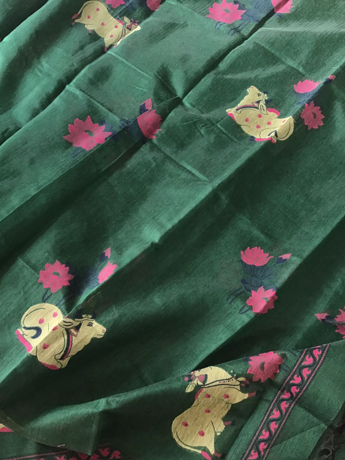 Soft Slub Chanderi Jamdani Weaved Suit - Green