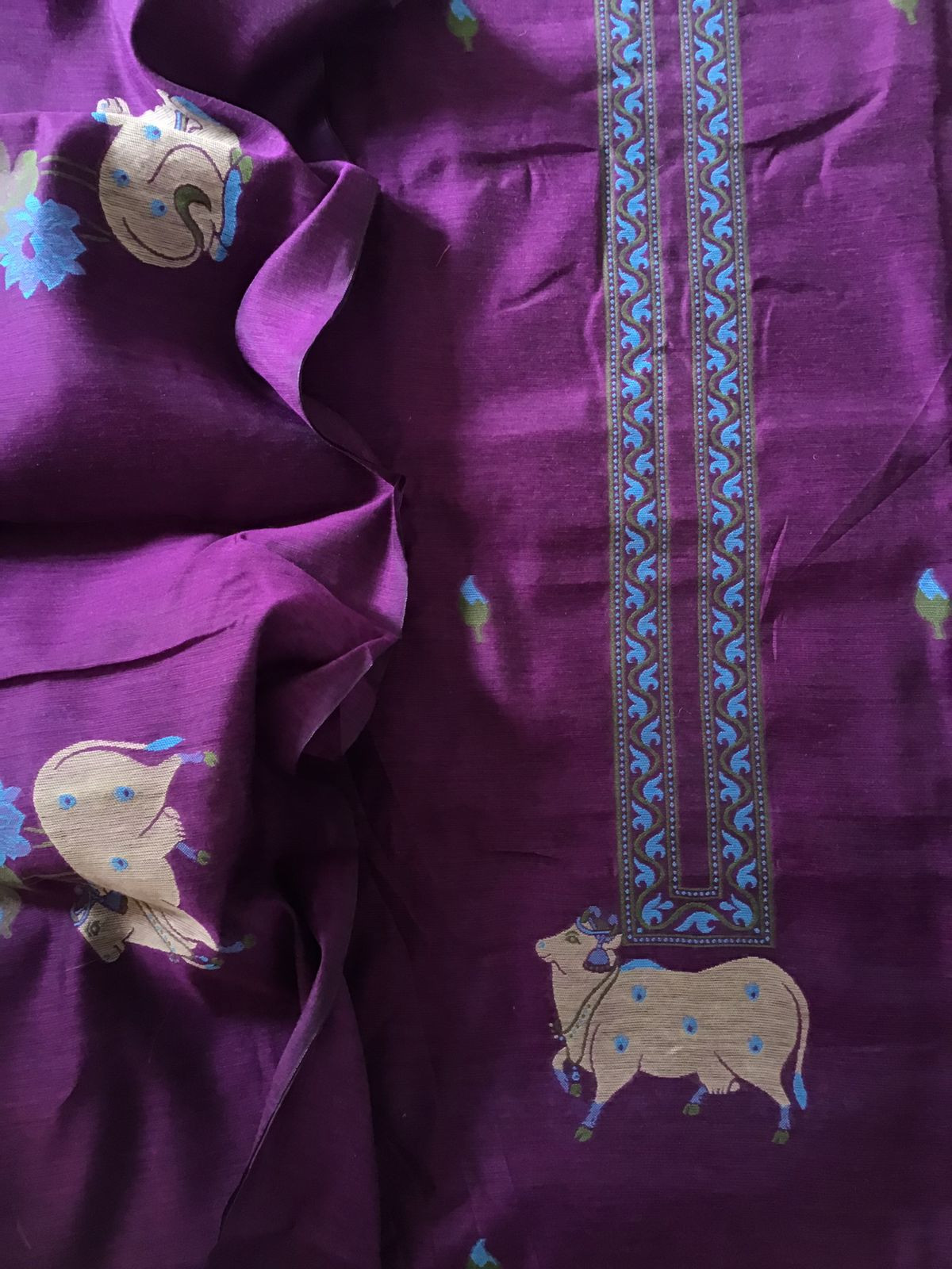 Soft Slub Chanderi - Jamdani Weaved Suit - Purple