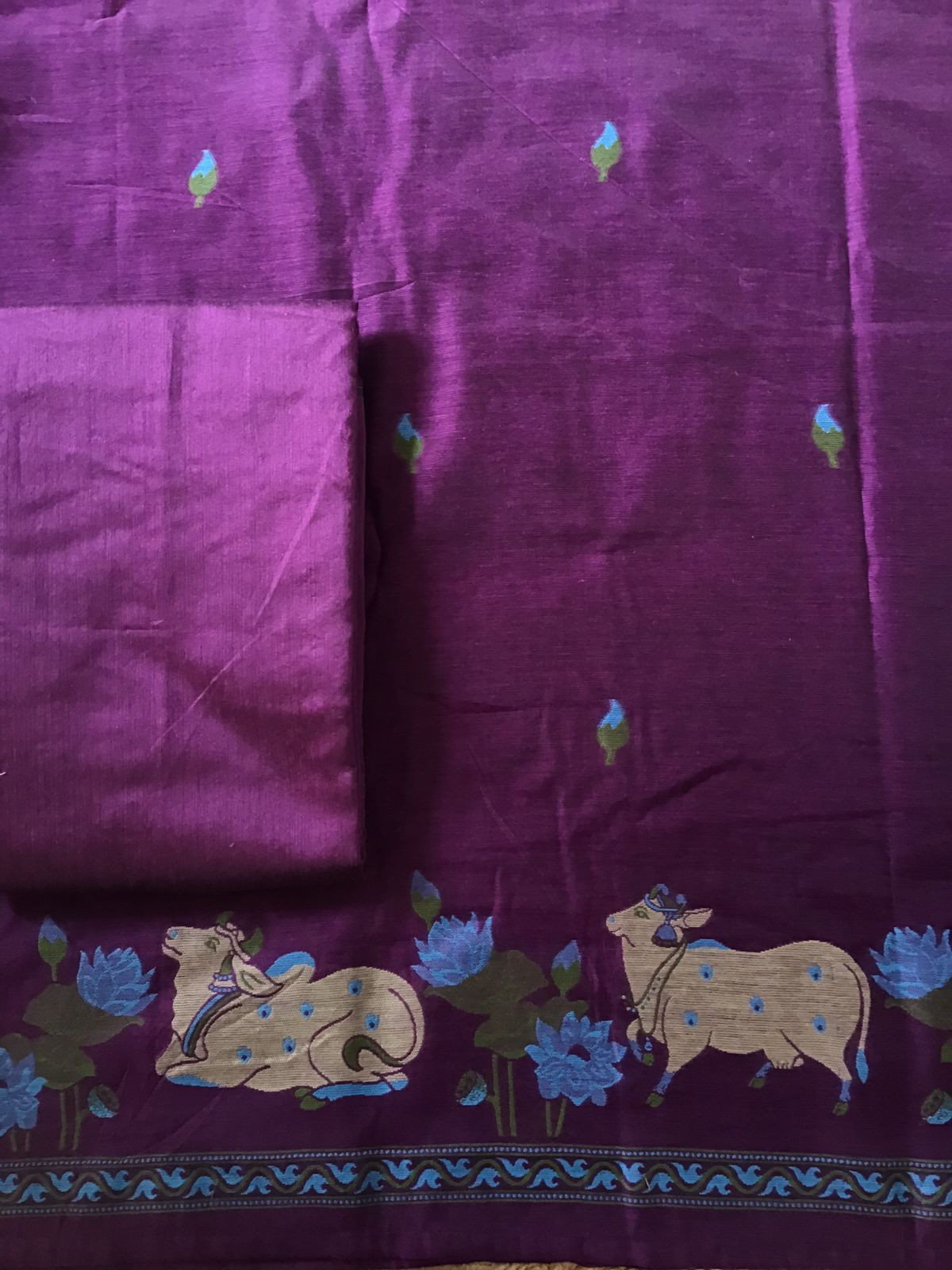 Soft Slub Chanderi - Jamdani Weaved Suit - Purple