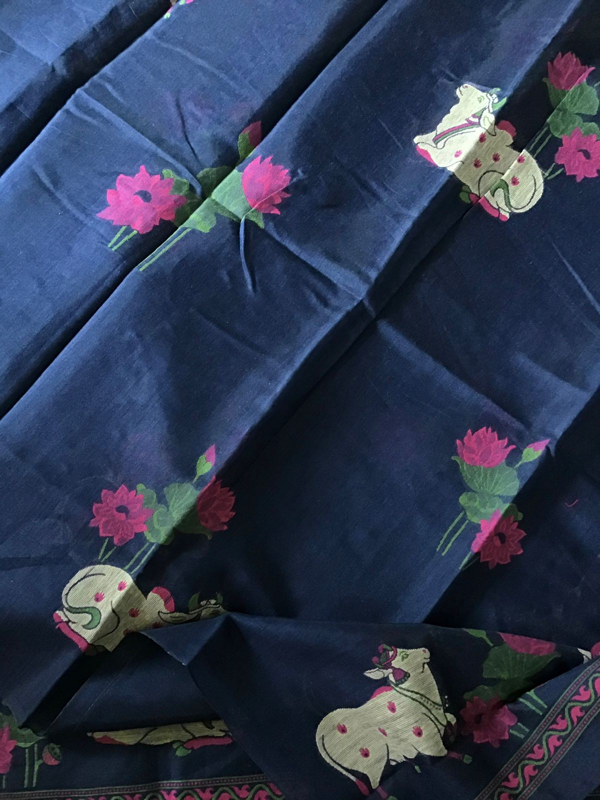 Soft Slub Chanderi - Jamdani Weaved Suit - Blue