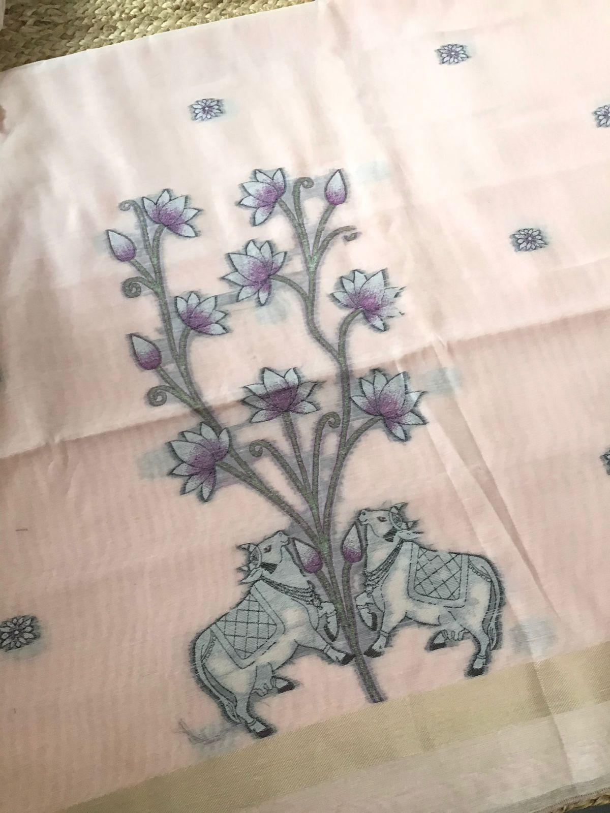 Soft Slub Chanderi - Jamdani Weaved Suit - Pink