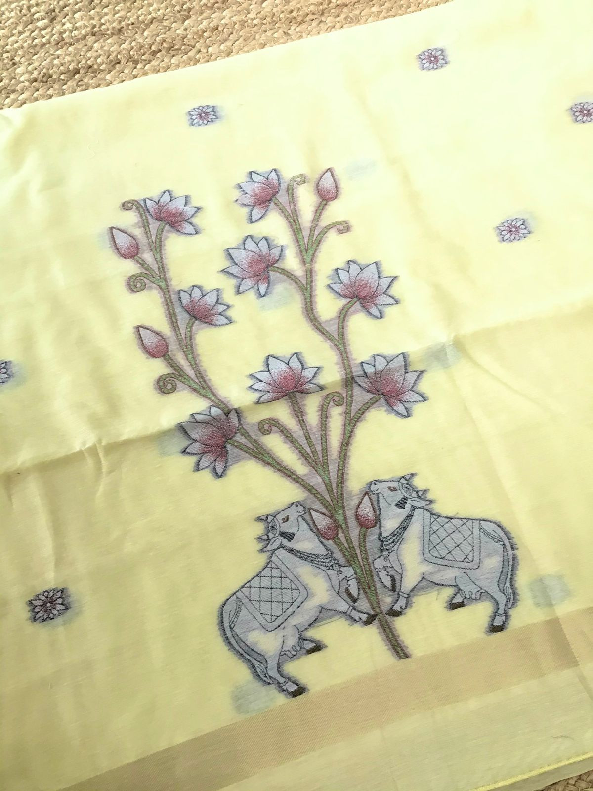 Soft Slub Chanderi - Jamdani Weaved Suit - Yellow