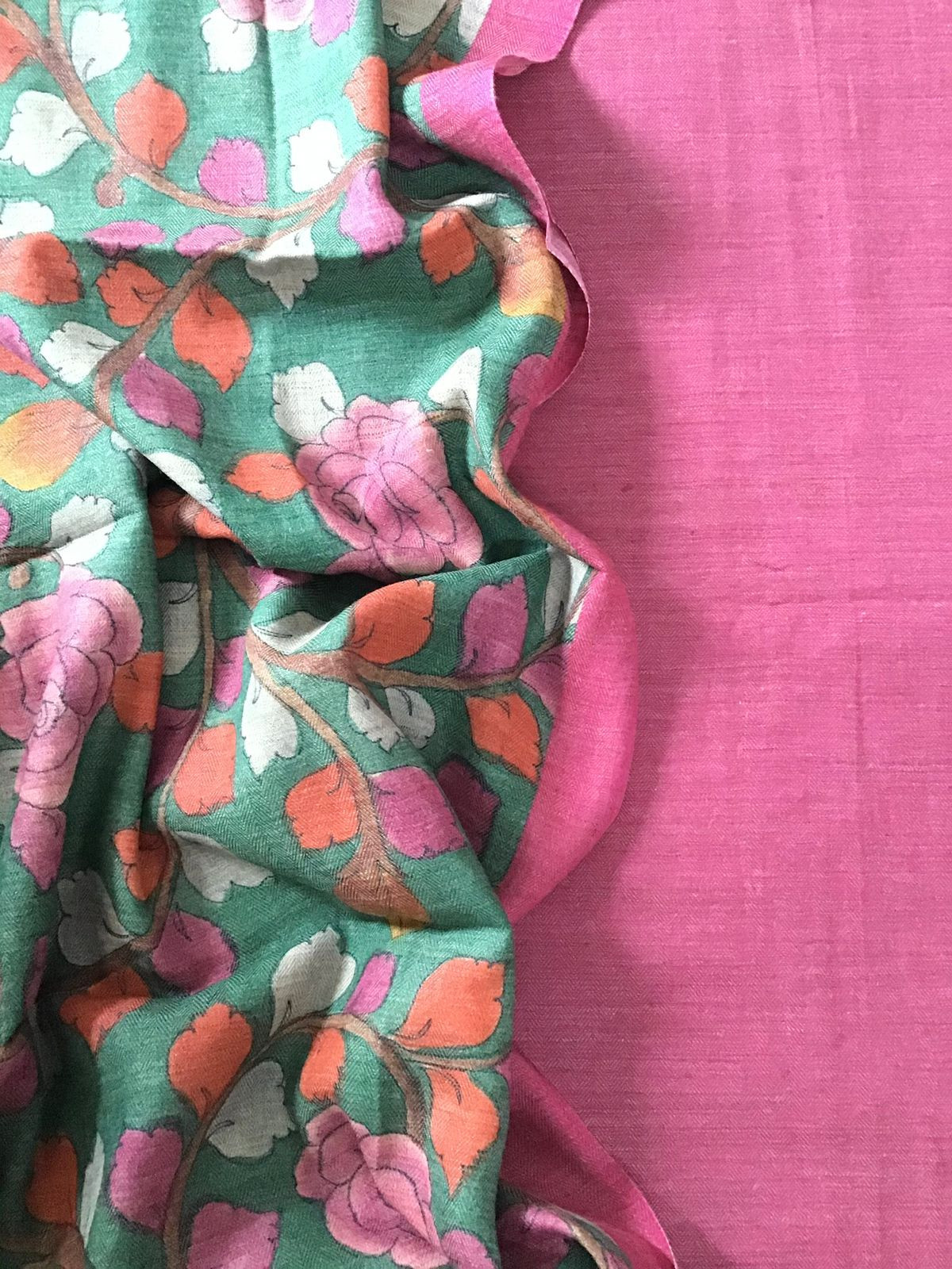 Pure Woollen Basbara Cotton Silk Printed Suit - Pink