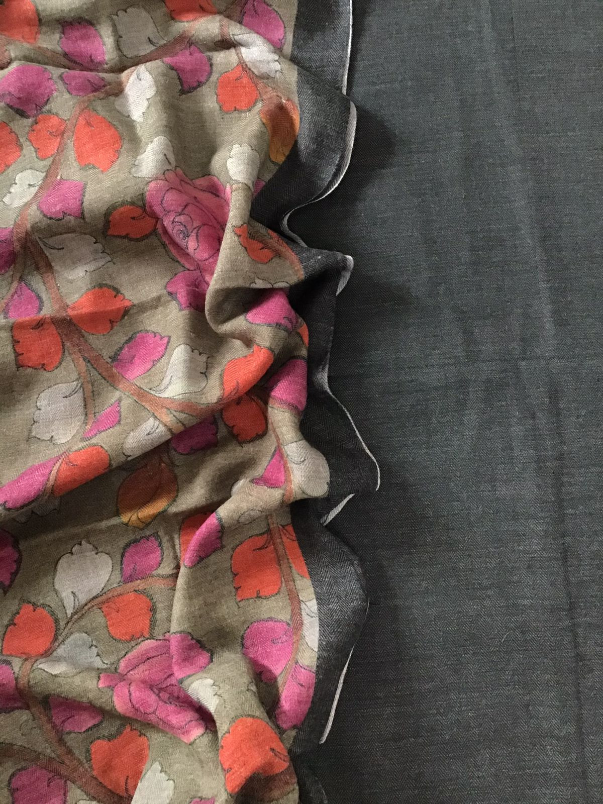 Pure Woollen Basbara Cotton Silk Printed Suit - Black