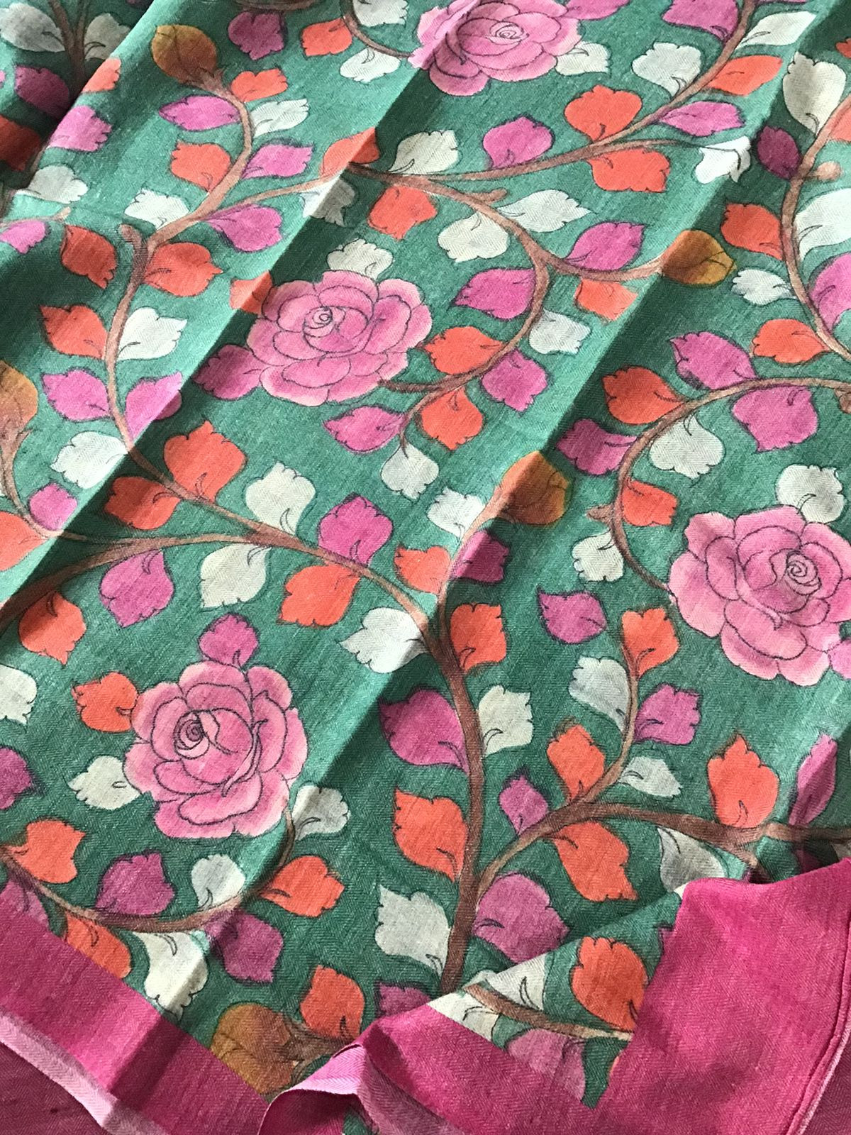 Pure Woollen Basbara Cotton Silk Printed Suit - Pink