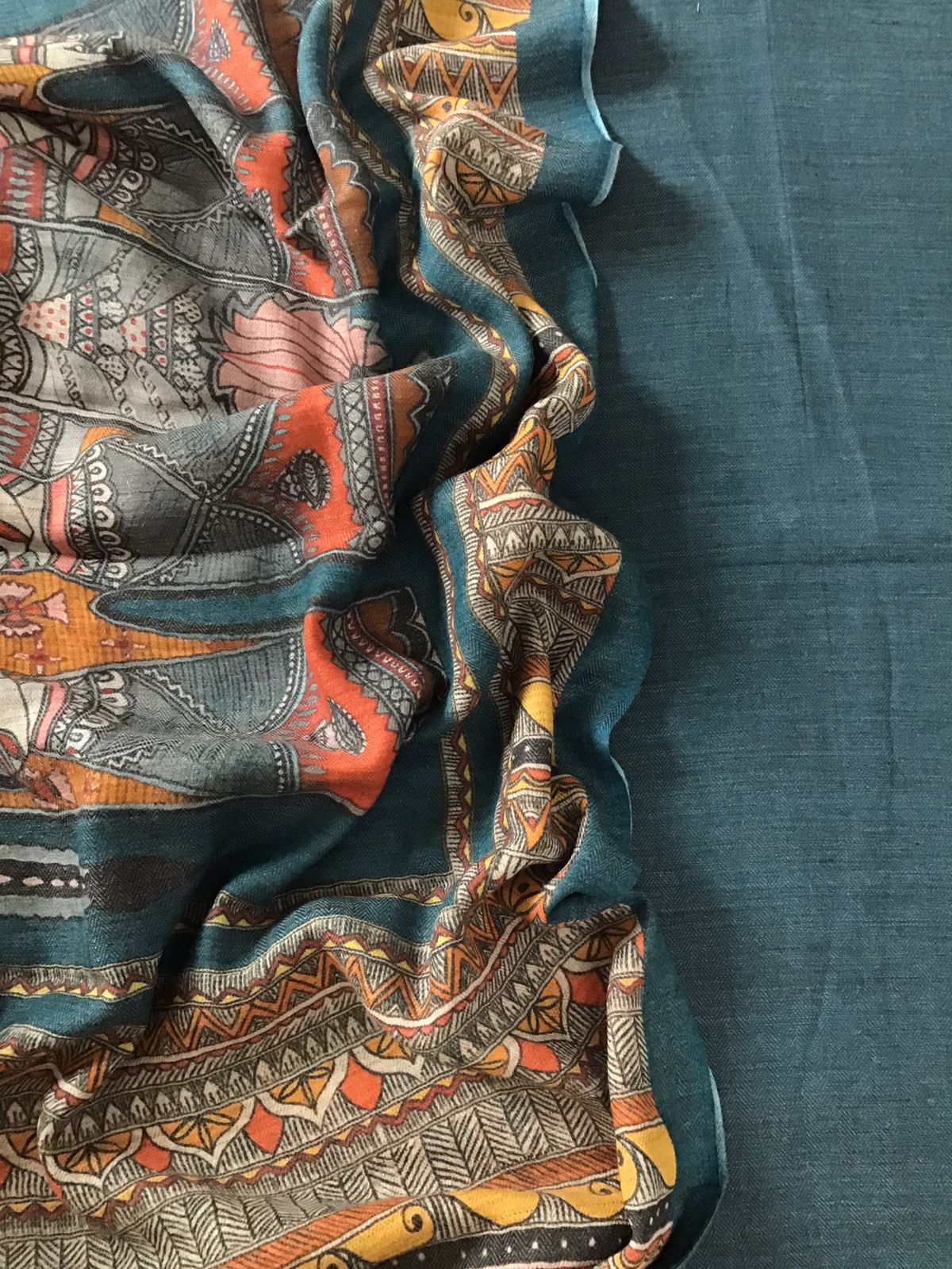 Pure Woollen Basbara Cotton Silk Printed Suit - Blue