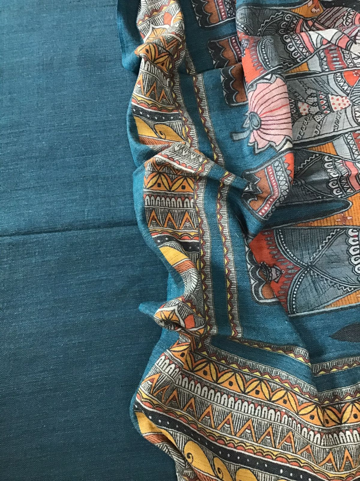 Pure Woollen Basbara Cotton Silk Printed Suit - Blue