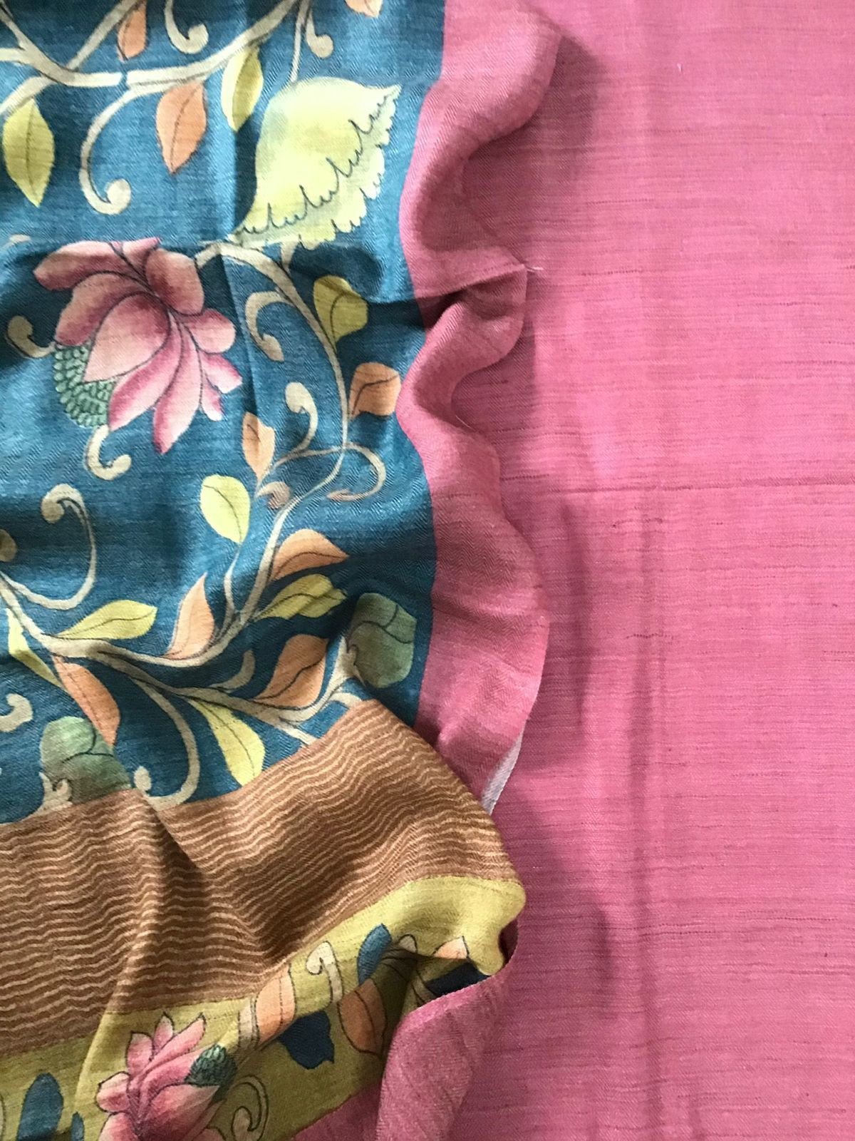 Pure Woollen Basbara Cotton Silk Printed Suit - Pink