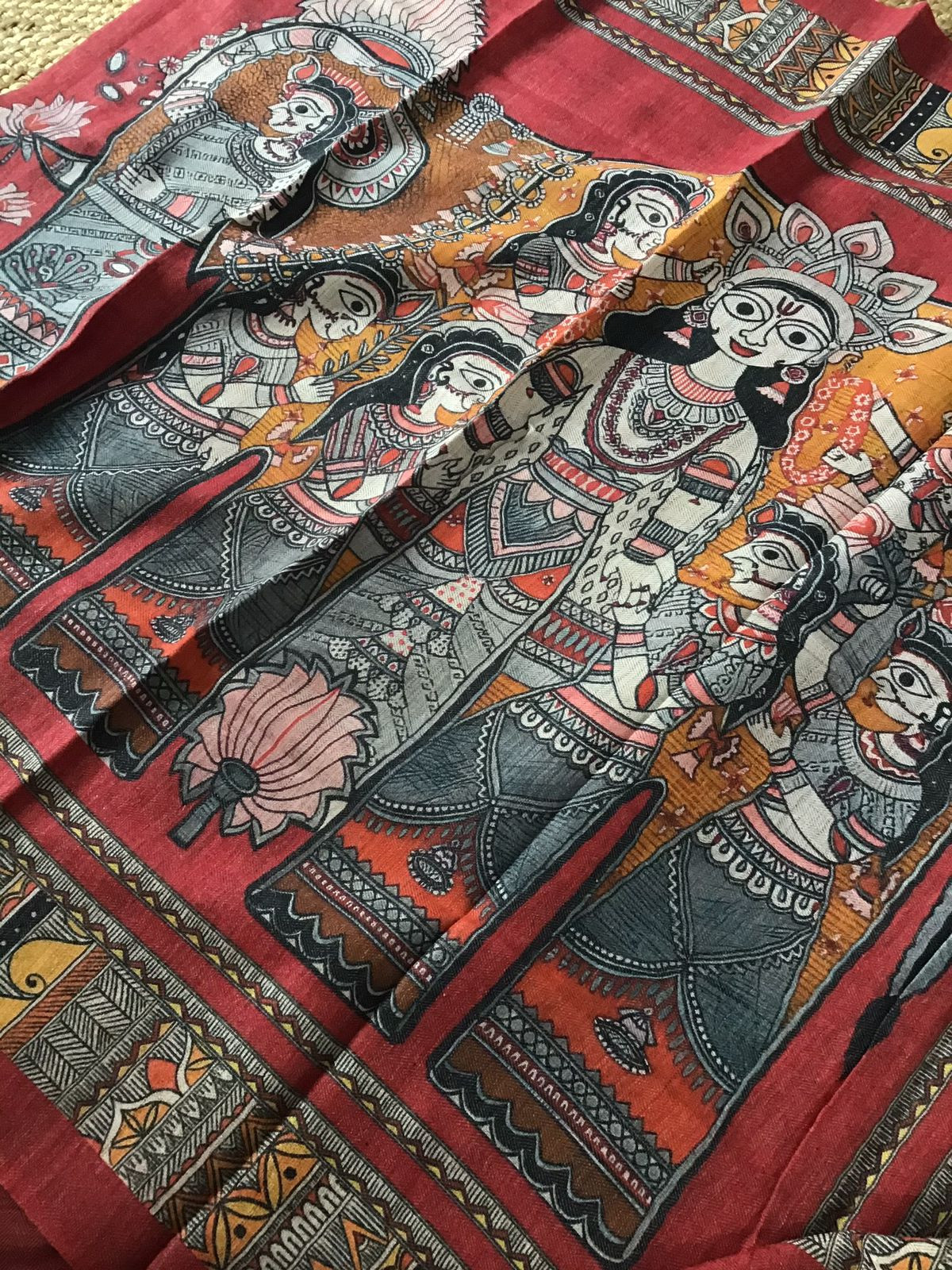 Pure Woollen Basbara Cotton Silk Printed Suit - Brick Red