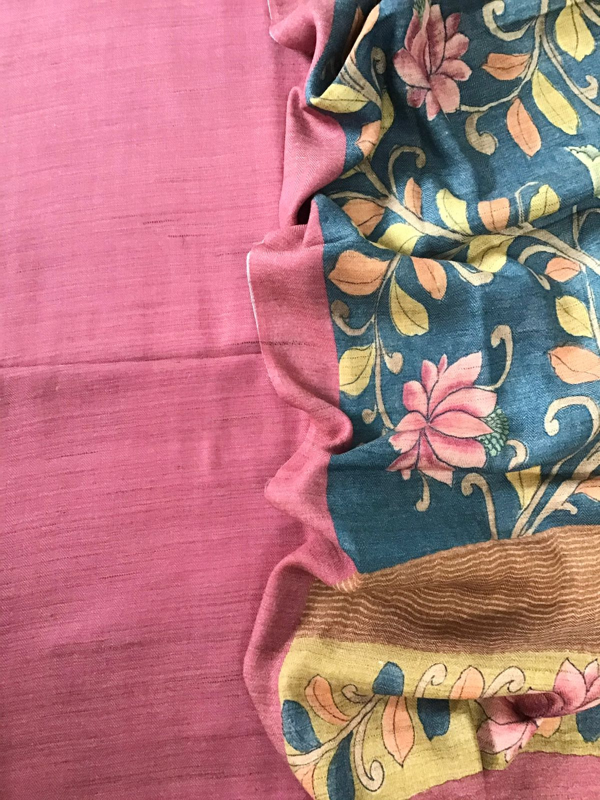 Pure Woollen Basbara Cotton Silk Printed Suit - Pink