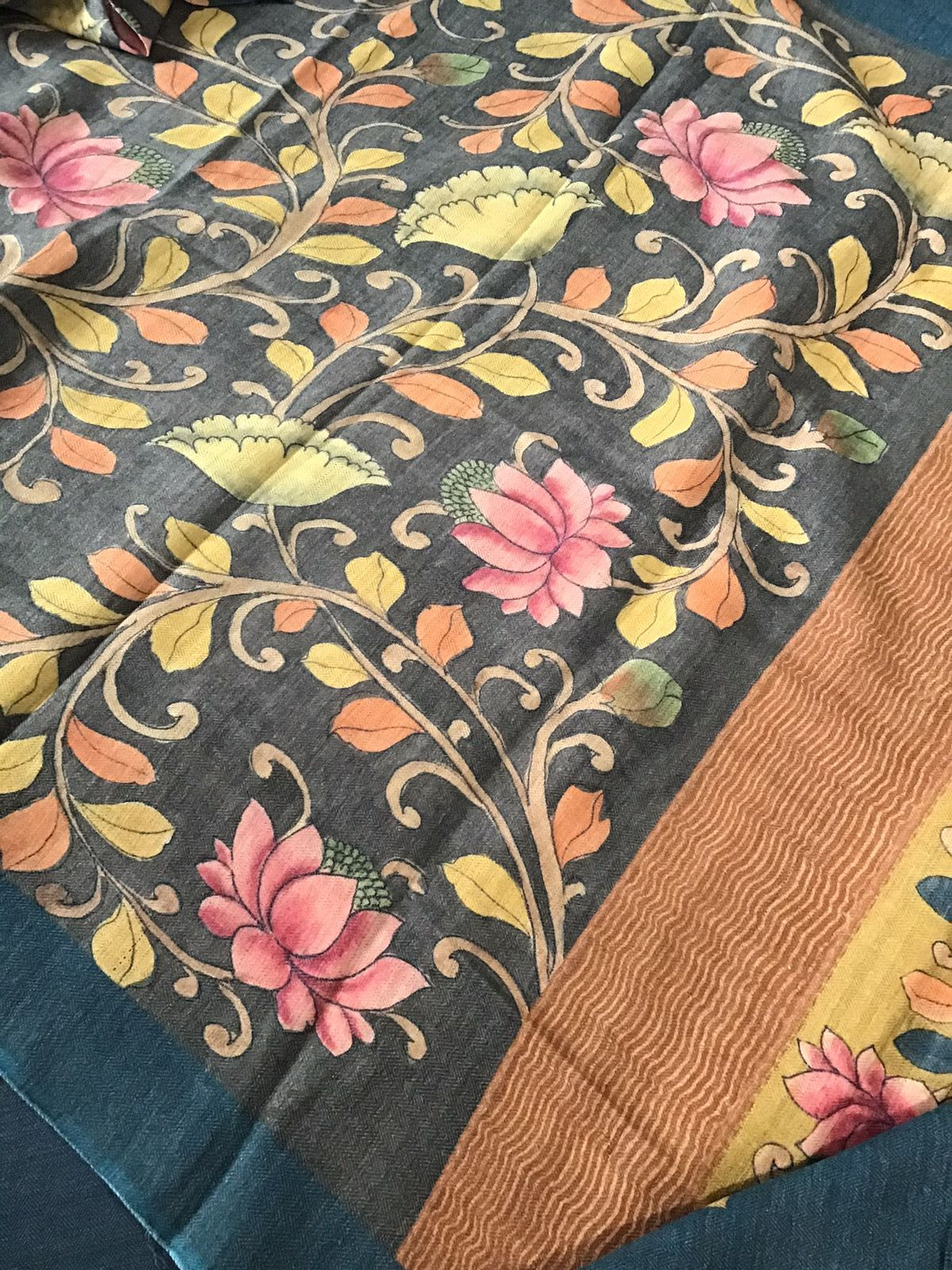 Pure Woollen Basbara Cotton Silk Printed Suit - Blue