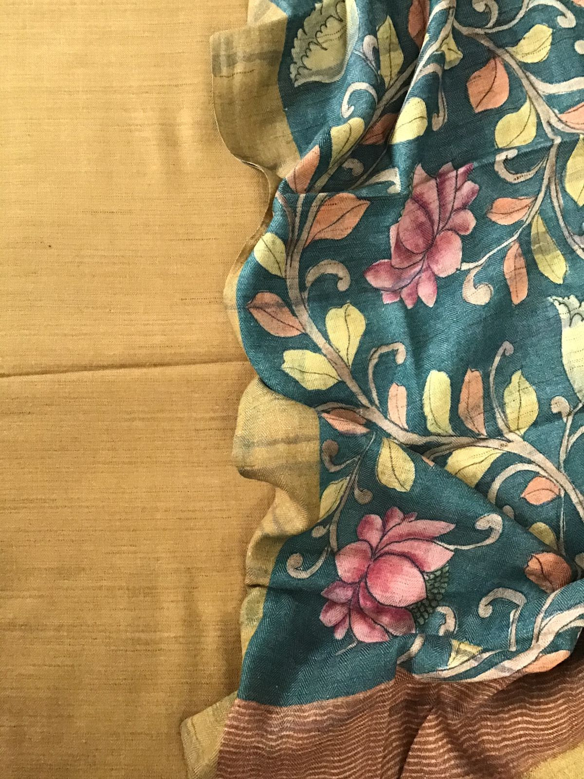 Pure Woollen Basbara Cotton Silk Printed Suit - Yellow