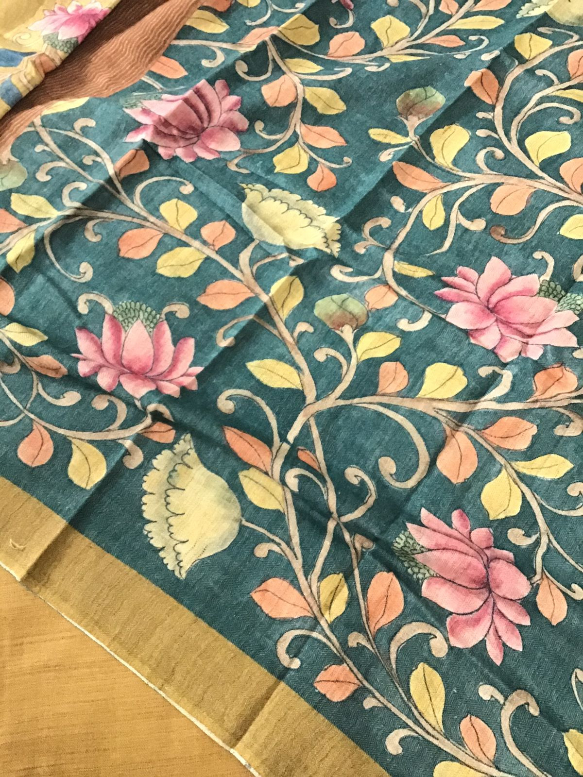 Pure Woollen Basbara Cotton Silk Printed Suit - Yellow