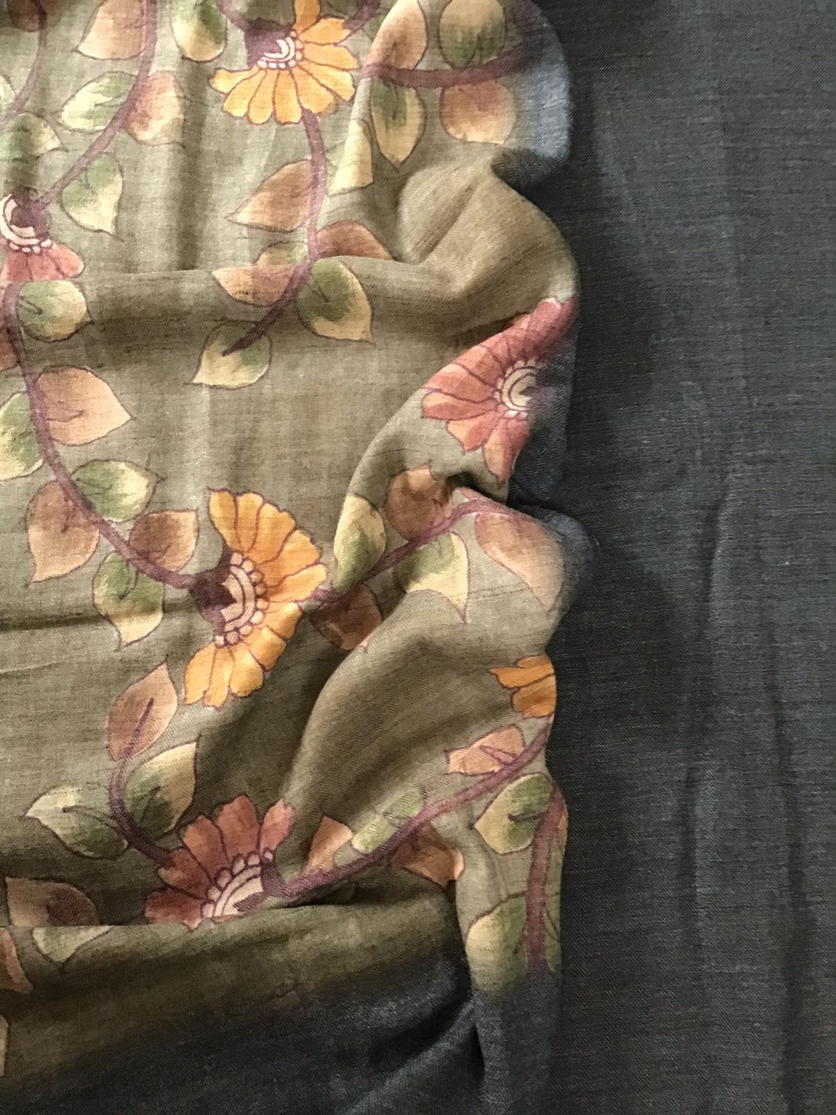 Pure Woollen Basbara Cotton Silk Printed Suit - Black