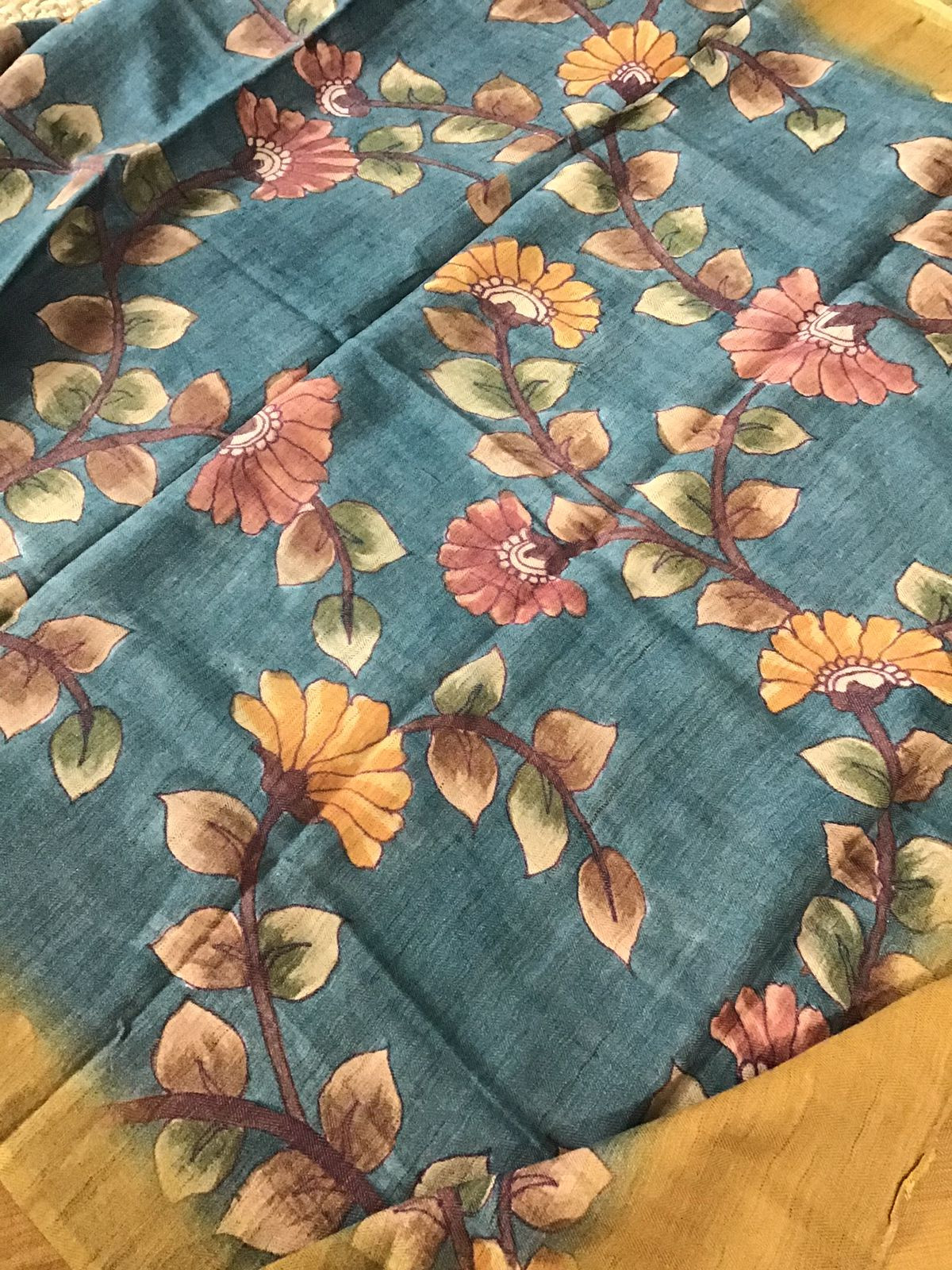 Pure Woollen Basbara Cotton Silk Printed Suit - Yellow