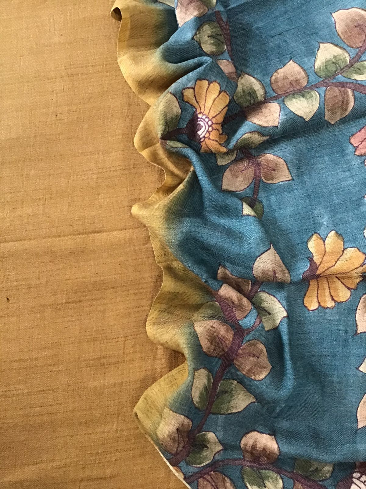 Pure Woollen Basbara Cotton Silk Printed Suit - Yellow