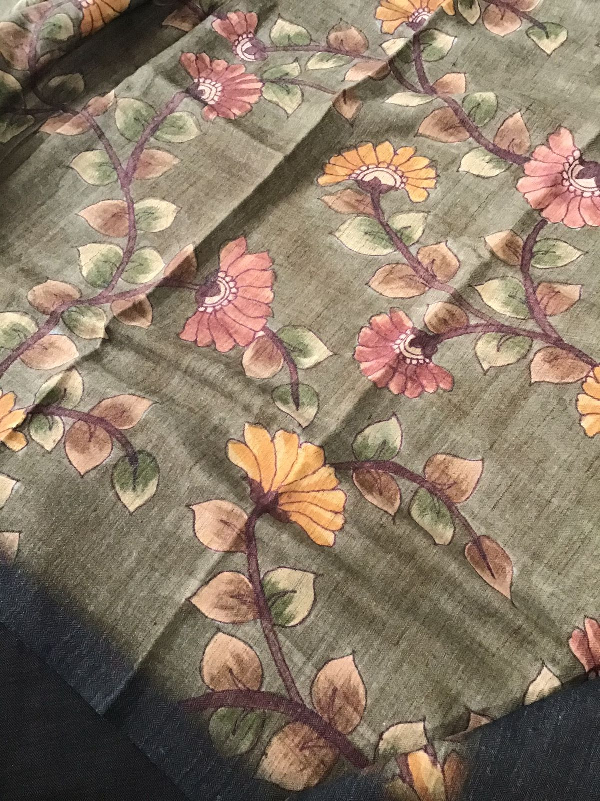 Pure Woollen Basbara Cotton Silk Printed Suit - Black