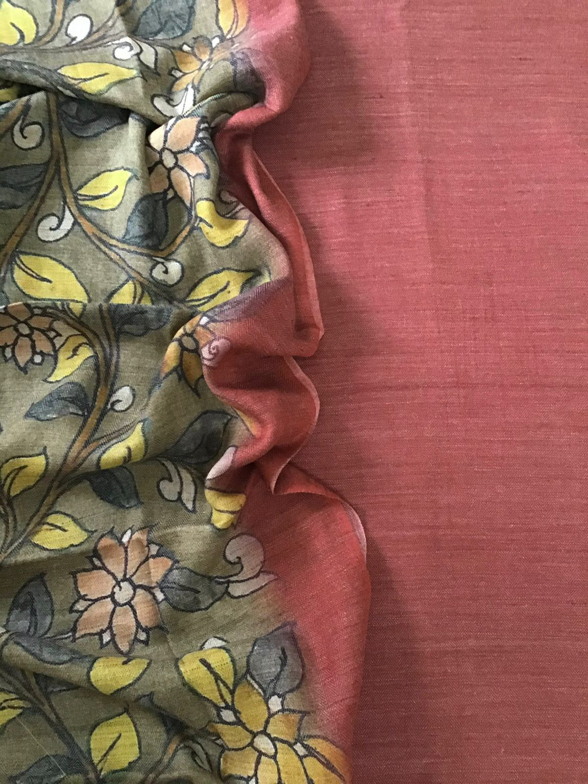 Pure Woollen Basbara Cotton Silk Printed Suit - Brick Red