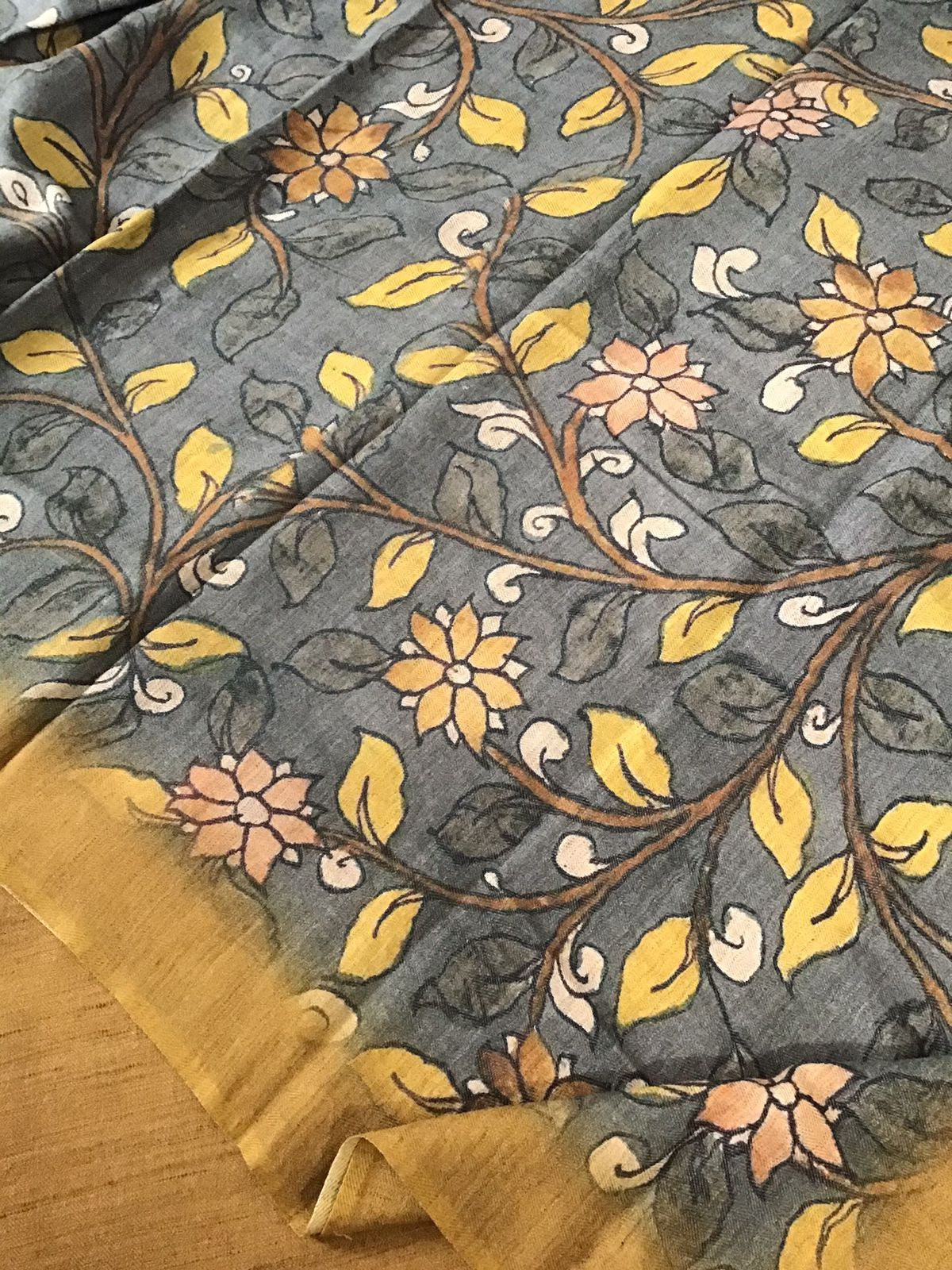 Pure Woollen Basbara Cotton Silk Printed Suit - Yellow